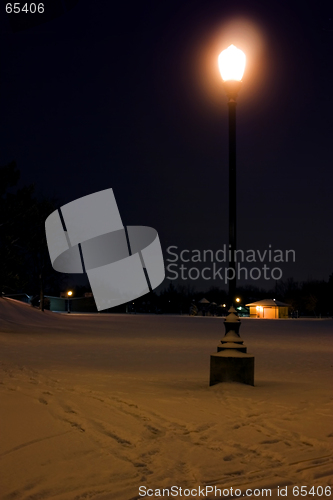 Image of Park at night after a snow storm