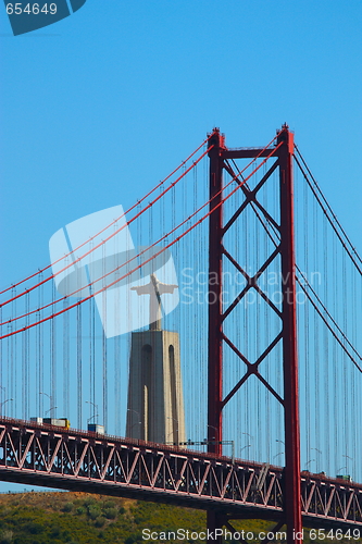 Image of Large bridge over  river in Lisbon