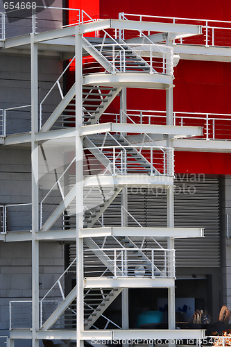 Image of  Fire escape stairs outside new office building