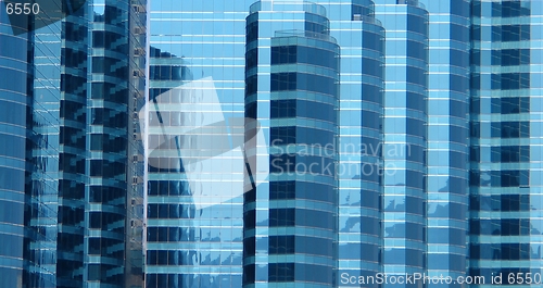 Image of Closeup of glass panes on a building