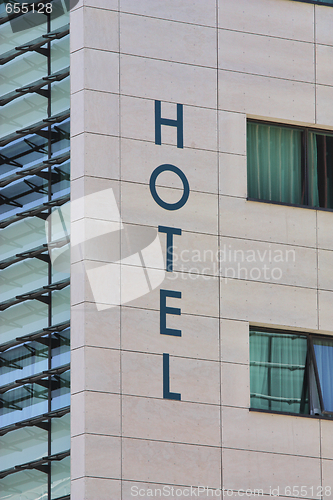 Image of Hotel Sign and Windows