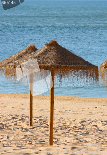 Image of  View of straw sunshades