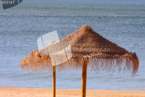 Image of  View of straw sunshades