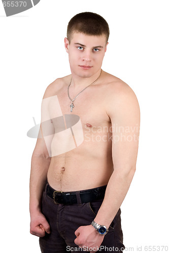 Image of Portrait of the young man. Isolated on white