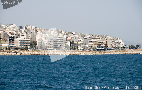 Image of view of metropolitan area of athens greece from the port