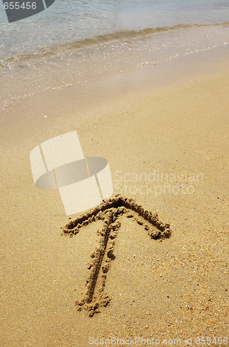 Image of Arrow sign drawn in sand