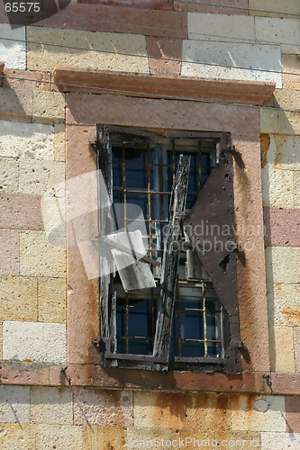 Image of Old Unoccupied Church Window in Candarli, Turkey