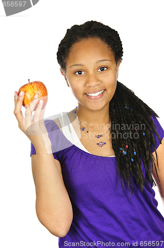 Image of Girl holding apple