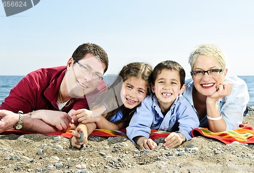 Image of Happy family at beach