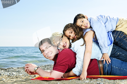 Image of Happy family at beach