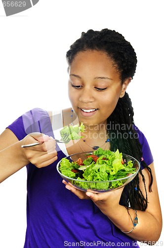 Image of Girl having salad