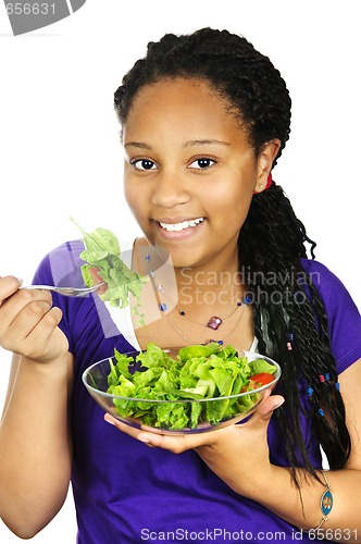 Image of Girl having salad