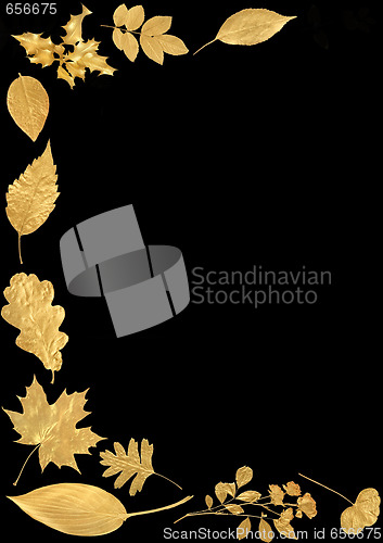 Image of Golden Abstract Leaf Border