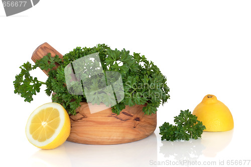 Image of  Parsley Herb and Lemon Halves