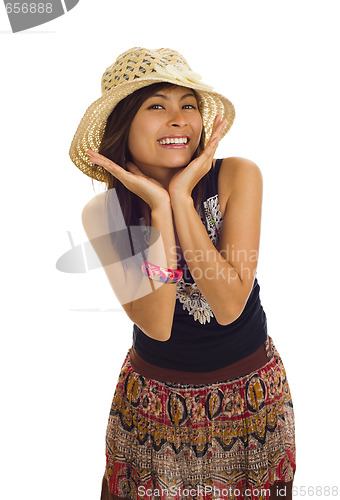 Image of woman with straw hat