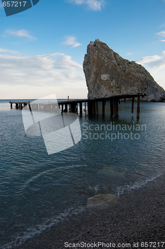 Image of rock and beach in Simeiz