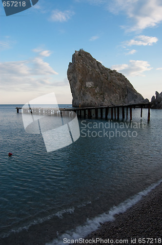 Image of rock and beach in Simeiz