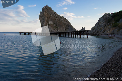 Image of rock and beach in Simeiz