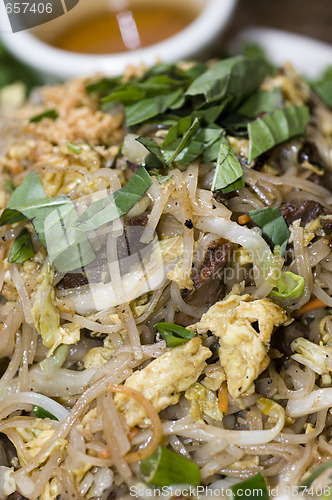 Image of vietnamese food  Bun Xao  rice noodles with shredded vegetables 