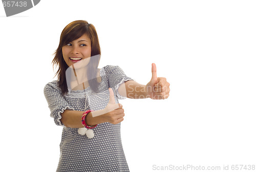 Image of woman with two thumbs up