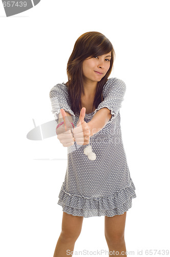 Image of woman with two thumbs up