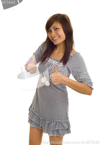 Image of woman with two thumbs up