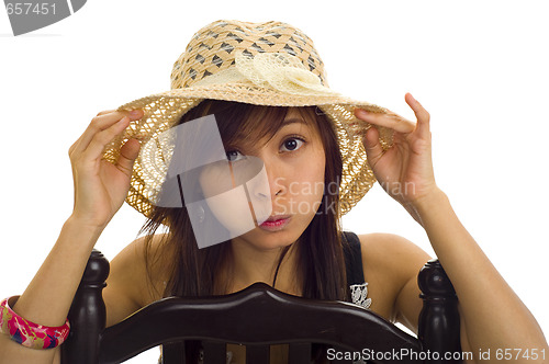 Image of woman with straw hat