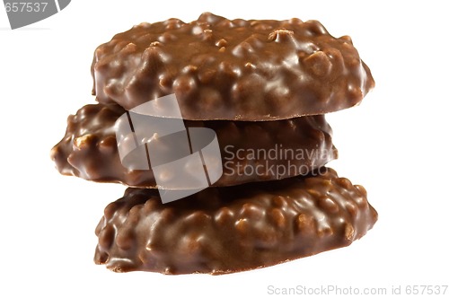 Image of chocolate cookie on white background