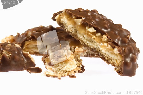 Image of chocolate cookie on white background