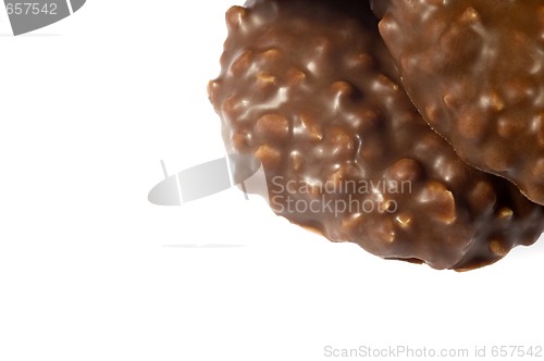 Image of chocolate cookie on white background