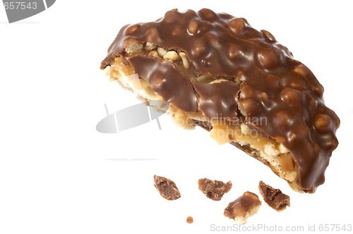 Image of chocolate cookie on white background