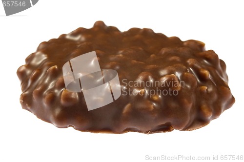 Image of chocolate cookie on white background