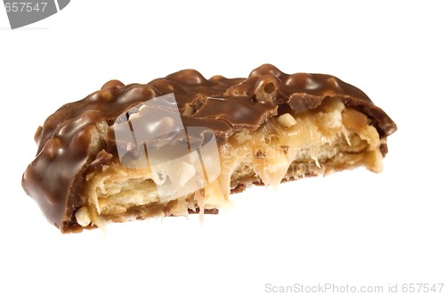 Image of chocolate cookie on white background