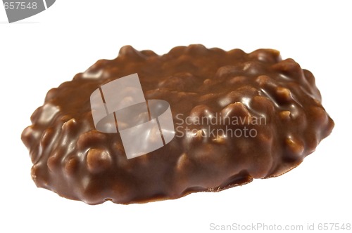 Image of chocolate cookie on white background