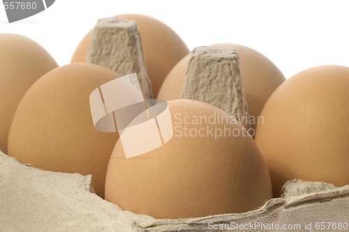 Image of eggs in a grey cardboard carton box