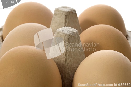 Image of eggs in a grey cardboard carton box