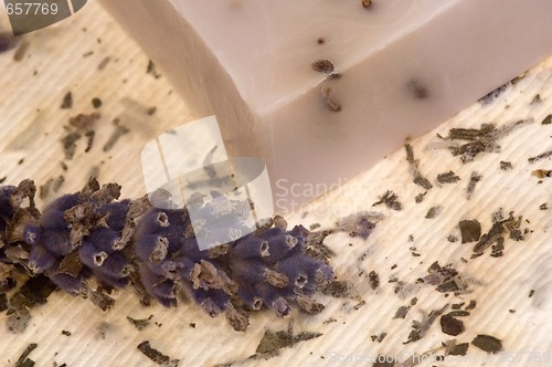 Image of 
lavender soap and hand-made paper