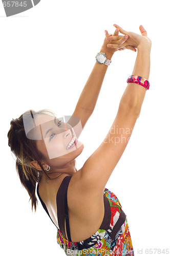 Image of very happy young asian woman