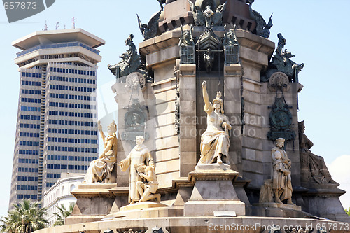 Image of Statue Christopher Columbus city Barcelona