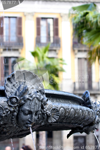 Image of fountain Royal Palace in Barcelona