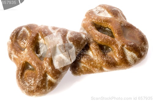 Image of heart-shape cookies on white background