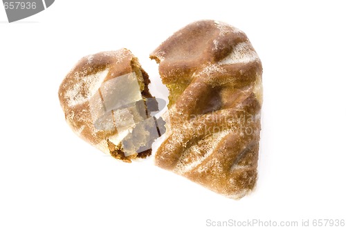 Image of heart-shape cookies on white background