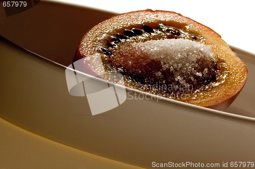 Image of tropical fruit tamarillo with sugar, isolated on white