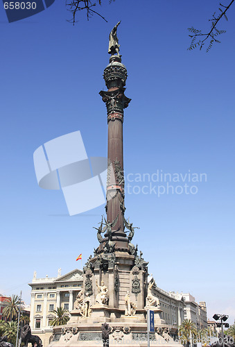 Image of Statue Christopher Columbus city Barcelona