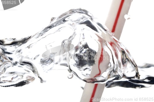 Image of straw and water bubbles isolated on white background