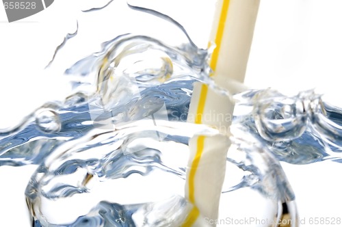 Image of straw and water bubbles isolated on white background