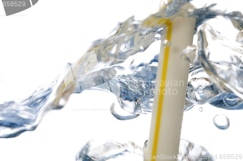 Image of straw and water bubbles isolated on white background