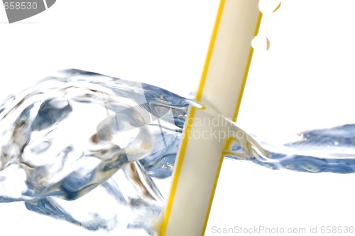 Image of straw and water bubbles isolated on white background