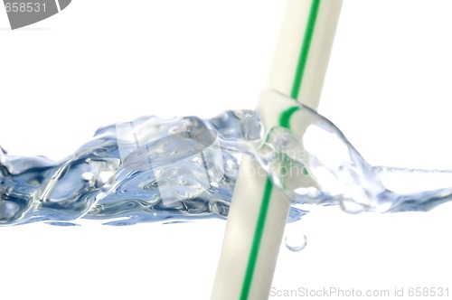 Image of straw and water bubbles isolated on white background