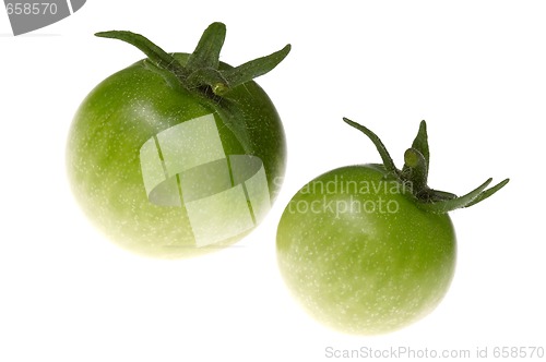 Image of green tomato on white